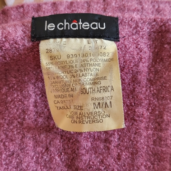 LE CHATEAU Vintage Y2K Pink Women's V-Neck Sweater Size Medium - Picture 5 of 5